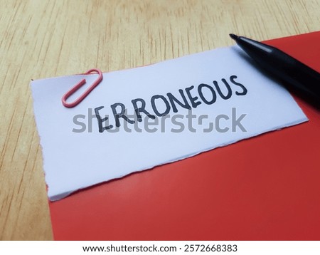 Erroneous writting on table background.