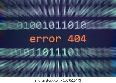 Error 404 message on display screen technology binary code number data alert computer network system problem error software concept - selective focus
