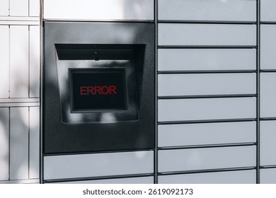 Error Message on Automated Parcel Locker Screen – Technical Problem Concept