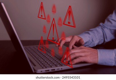 Error or security breach warning alert. Caution failure system hacked warn alert concept.
