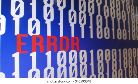 Error word on computer screen.