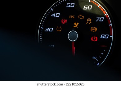Errors on car dashboard with screen close up view - Shutterstock ID 2221015025