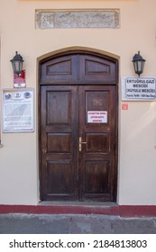 ertugrul gazi masjid, masjid with well, entrance door. July 27, 2022. Söğüt, Bilecik, Turkey