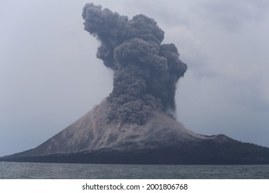 Eruption of anak Krakatau Island at Lampung Regency of Indonesia