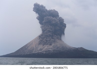 Eruption of anak Krakatau Island at Lampung Regency of Indonesia