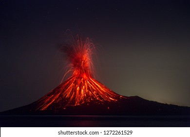 Eruption of Anak Krakatau Volcanoes Indonesia