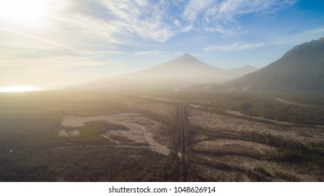 Eruption of the Calbuco volcano in April of 2015, landscape cover with ashes - Powered by Shutterstock