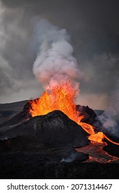 Eruption Of Fagradalsfjall Volcano In Iceland.