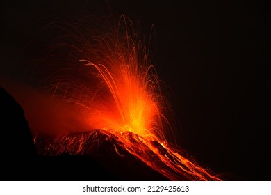 Eruption Of Volcano Stromboli (Italy)