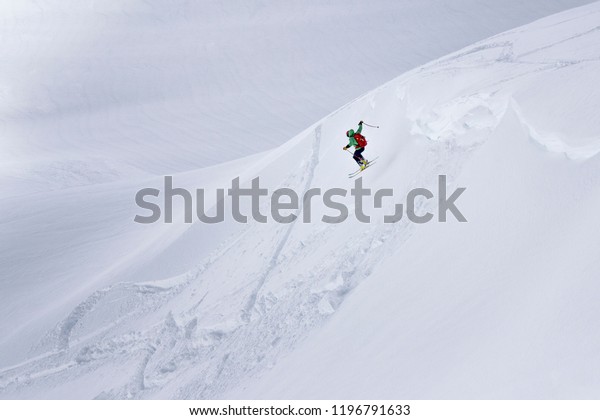 Erxper Skier Jumping Off Snow Cornice Stock Photo Edit Now
