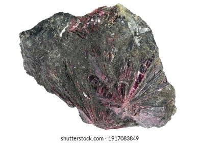 erythrite (cobalt bloom) from Bou Azzer, Morocco isolated on white background - Shutterstock ID 1917083849