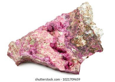 erythrite (cobalt bloom) from Mexico isolated on white background - Shutterstock ID 1021709659