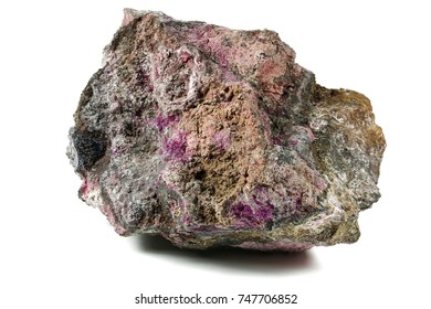 erythrite (cobalt bloom) from Schneeberg (Ore Mountains/ Germany) isolated on white background - Shutterstock ID 747706852