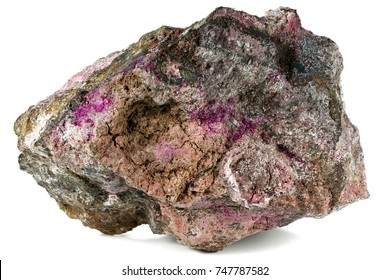 erythrite (cobalt bloom) from Schneeberg (Ore Mountains/ Germany) isolated on white background