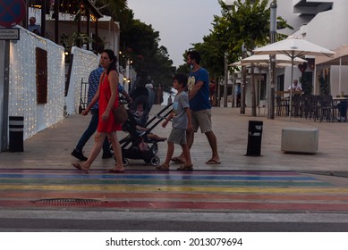 Es Pujols, Formentera, Spain. 2021 July 23. Family Enjoying Summer In Formentera In Times Of Covid19 In 2021.