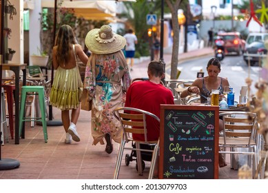 Es Pujols, Formentera, Spain. 2021 July 23. Family Enjoying Summer In Formentera In Times Of Covid19 In 2021.