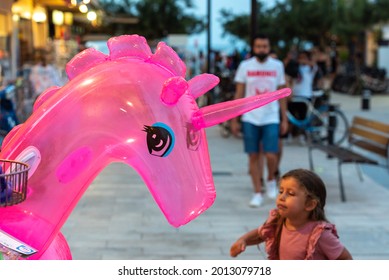 Es Pujols, Formentera, Spain. 2021 July 23. Family Enjoying Summer In Formentera In Times Of Covid19 In 2021.