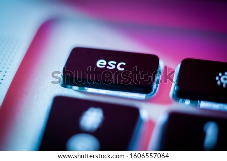 ESC key on computer keyboard close up