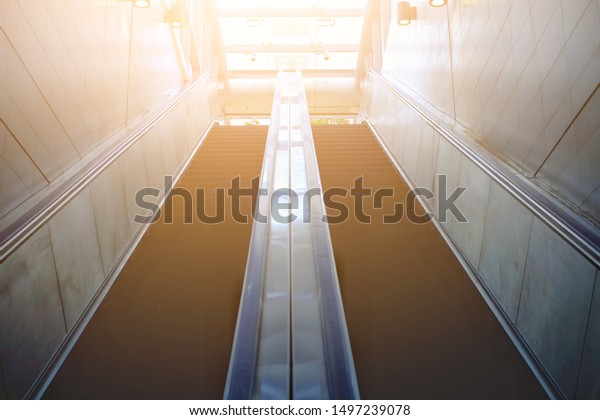 Escalator Bright Sun Light Above Glass Stock Photo Edit Now