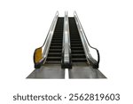 escalator Double-track escalator up and down isolated on white background. This has clipping path.
