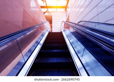 Escalator elevator from an upward angle
