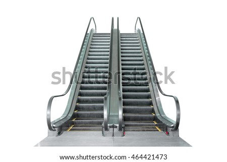 Escalator isolated on white background with clipping path