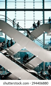 Escalator In A Shopping Mall In Hong Kong