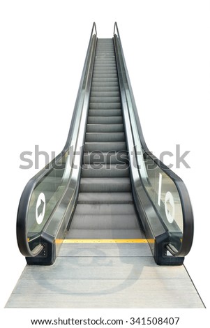 The escalator up side isolated on white background. This has clipping path,. 