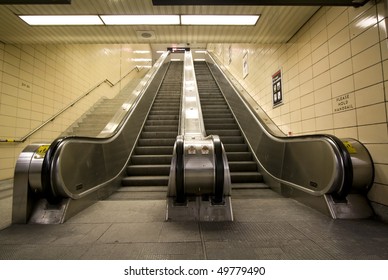 Escalator And Stairs In Toronto Subway Station