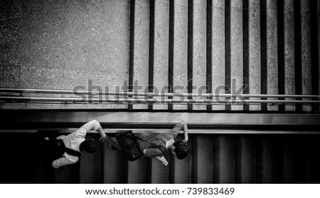 Image, Stock Photo Handstand at the edge of the pool