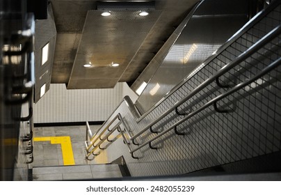 Escalators seen from the underpass.