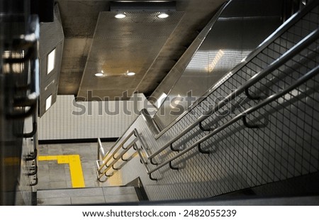 Escalators seen from the underpass.
