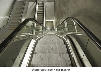 Escalators in the subway, detail of pedestrian transport