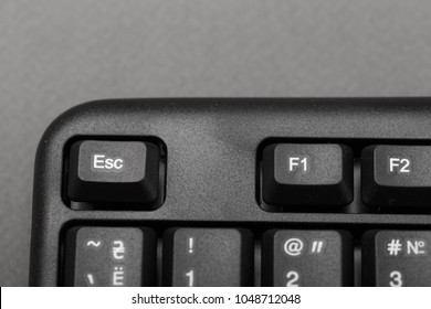 Escape button on the keyboard closeup, top view