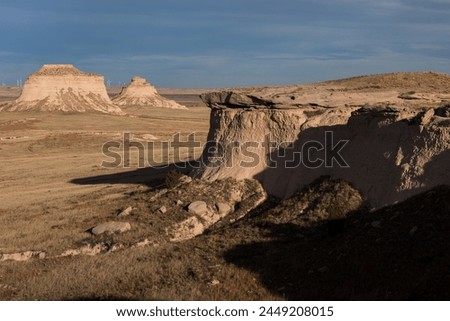 The Escarpment or Overlook named Lips Bluff is the view point for the Pawnee Buttes, which are located in Northeastern Colorado. 