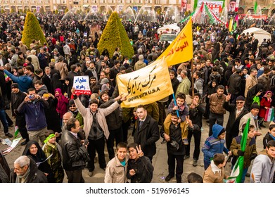 Esfahan, Iran - February 2016 - Annual Revolution day manifestation on the street of Esfahan for celebrate Islamic republic. Iran, 2016