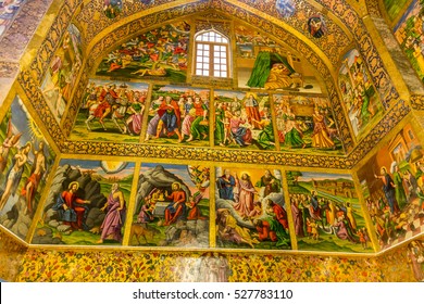 Esfahan, Iran, November 12th, 2016, Editorial: Frescos And Gilded Carvings Of Christianity In The Historic Buildings Of Vank Cathedral, Isfahan, Iran