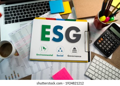 ESG environmental social and governance Sustainable to Businessman strategy ESG - Shutterstock ID 1924821212