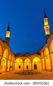 Eskidzhami Mosque In The City Edirne Against The Night Sky