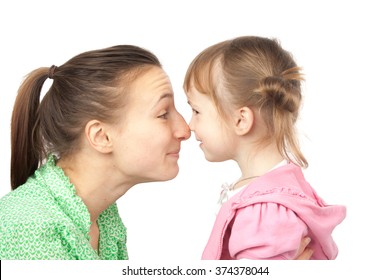 Eskimo Kiss Of Mother And Daughter