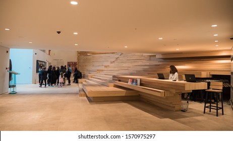 Eskisehir/ Turkey, 09 November 2019:  Landmark Building ,Eskisehir Odunpazari Modern Museum Building At Sunset Time In Turkey By Famous Architect Kengo Kuma 