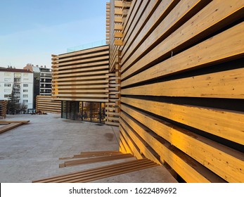 Eskisehir/ Turkey, 11 January 2020: Landmark Building ,Eskisehir Odunpazari Modern Museum Building At Sunset Time In Turkey By Famous Architect Kengo Kuma