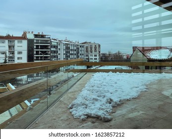 Eskisehir/ Turkey, 12 January 2020: Landmark Building ,Interior Of Eskisehir Odunpazari Modern Museum Building At Sunset Time In Turkey By Famous Architect Kengo Kuma