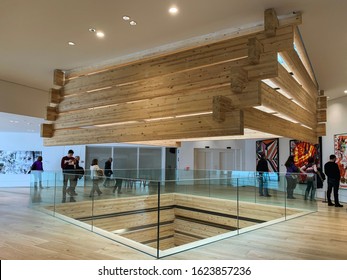 Eskisehir/ Turkey, 12 January 2020: Landmark Building ,Interior Of Eskisehir Odunpazari Modern Museum Building At Sunset Time In Turkey By Famous Architect Kengo Kuma