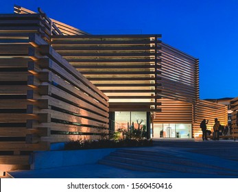 Eskisehir/ Turkey, 9 November 2019:  Landmark Building ,Eskisehir Odunpazari Modern Museum Building At Sunset Time,