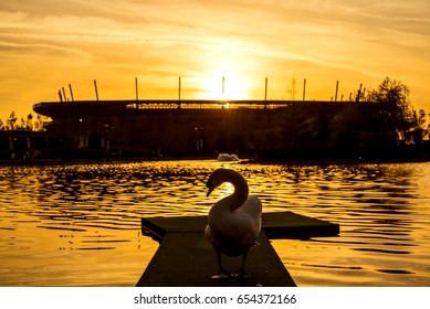 ESKISEHIR, TURKEY - APRIL 29 2017 : Yeni Eskisehir Ataturk Stadium 's View From Sazova Park