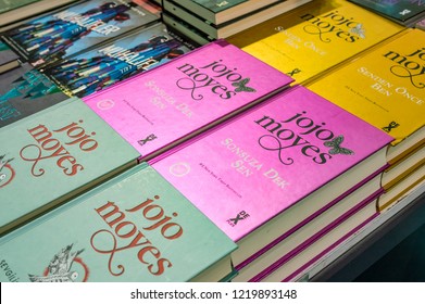 Eskisehir, Turkey - October 09, 2018: Jojo Moyes Books Exhibited On The Stand At Eskisehir Book Fair