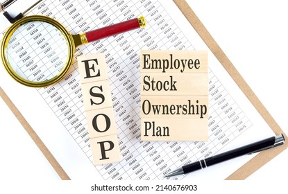 ESOP text on a wooden block on chart background