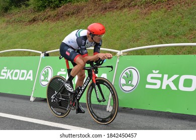 Espelette, France - July 28, 2018: Alexander Kristoff From UAE-Team Emirates