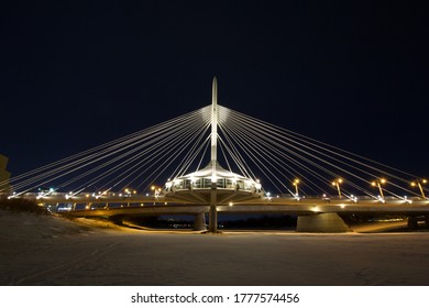 Esplanade Riel Footbridge At Night Winnipeg 